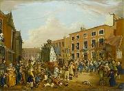 unknow artist Oil on canvas painting depicting the ancient custom of rushbearing on Long Millgate in Manchester in 1821 Sweden oil painting artist
